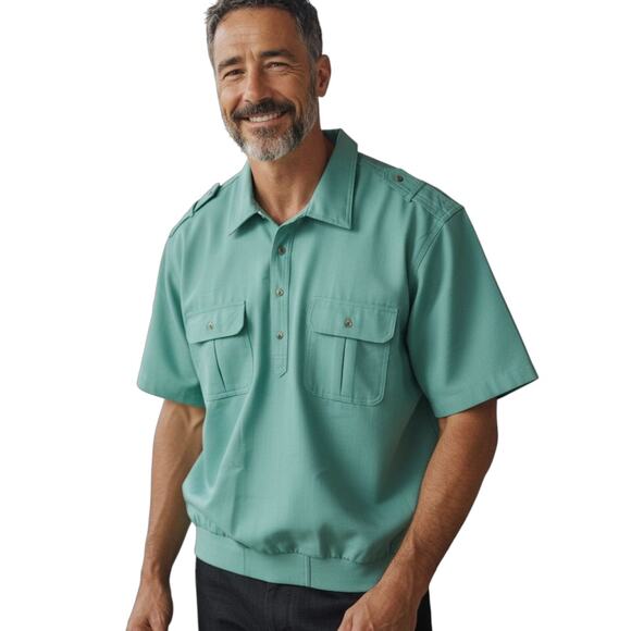 John Blair Short Sleeve Shirt Green Mens Size 2XL - Picture 1 of 4